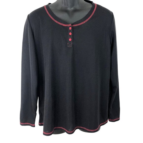 Sonoma Other - Sonoma Sleepwear Women's Size XL Black/Red Trim Thermal Long Sleeve Sleep Shirt